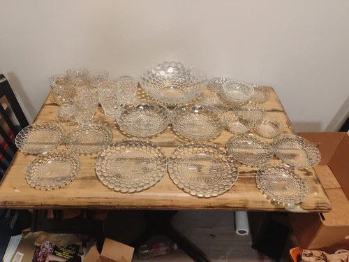 Vintage 31 PC Lot Of Anchor Hocking Depression-Era Bubble Glassware