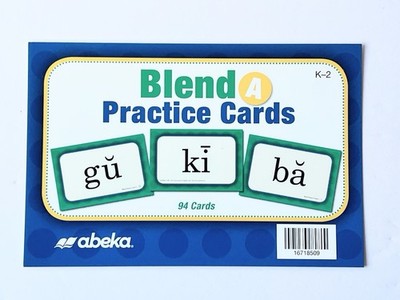 Abeka Blend A Practice Cards K-2 Complete 94 Cards Homeschool Phonics