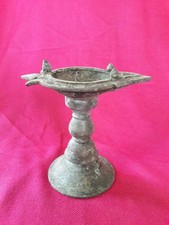 1850's Old Antique Vintage Rare Brass Bronze Oil Lamp Temple Diya Collectible