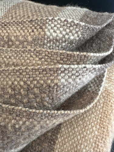 Vtg Pendleton Pure Virgin Wool Fringe Throw Blanket 66x52 Gray Beige Plaid USA - Picture 19 of 24