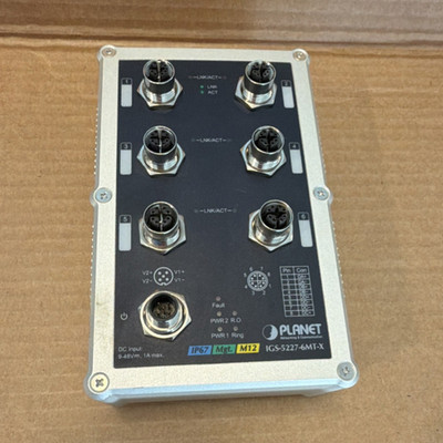 Planet Technology IGS-5227-6MT-X Managed Gigabit Switch 6-Port M12 Panel Mount