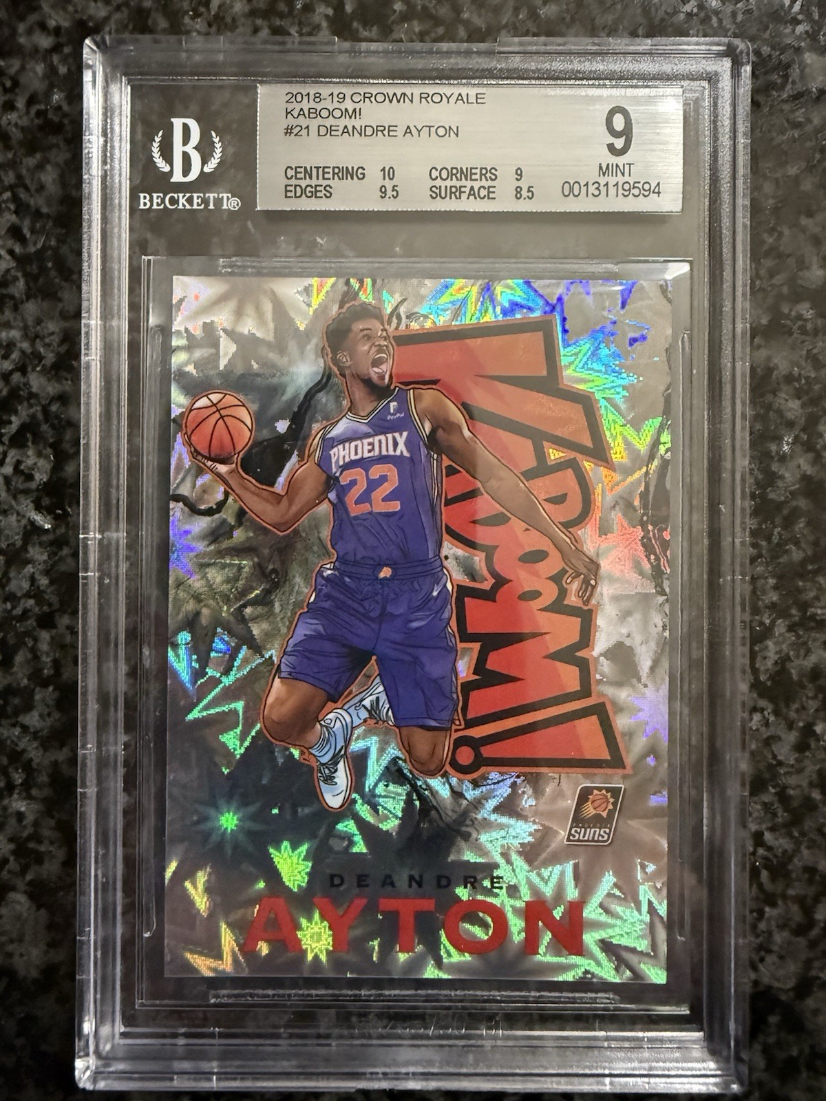 2018-19 Panini Crown Royale Kaboom! #21 Rookie Deandre Ayton BGS 9 Mint Case Hit