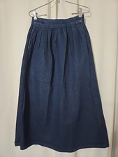 Vtg Calvin Klein Skirt Womens 12 Jean Denim Midi Pleated Cottagecore Made In USA