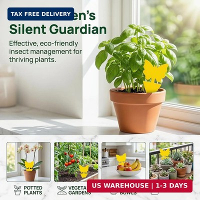 Fruit Fly Sticky Traps for Indoor & Outdoor, 48 Pack, Fungus Gnat Killer for Hou