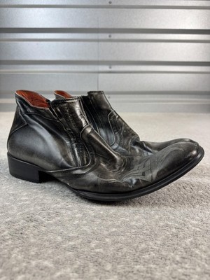 Robert Wayne Boots Mens Size 11 Black Leather Western Side Zip Ankle Disturb