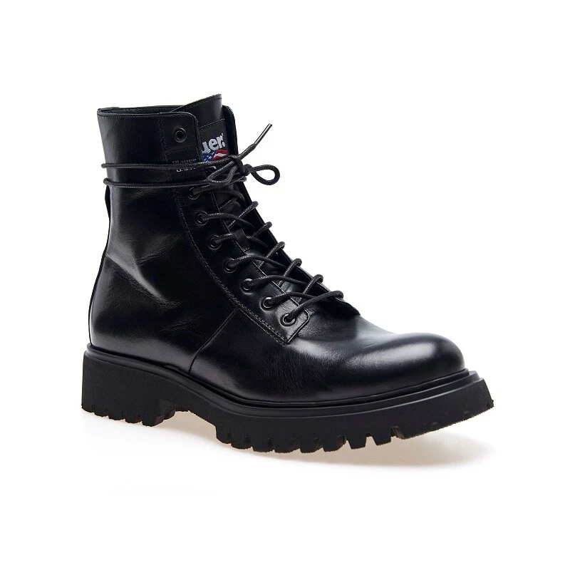 Anfibi Uomo Blauer F3FLYNN02 LEA Scarponcino in pelle Anfibio Nero