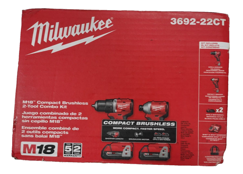 Milwaukee 3692-22CT M18 Compact Brushless 2-Tool Combo, Drill Driver/Impact - Picture 2 of 4