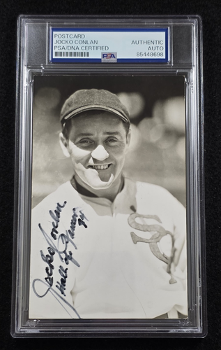 JOCKO CONLAN Signed Real Photo Postcard-HALL OF FAME-WHITE SOX-UMPIRE-PSA