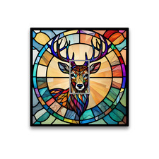 Deer Animal Stained Glass Opaque Light Switch Cover Skin Vinyl Sticker 84x84mm