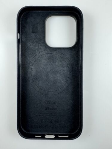 Coque en cuir véritable Apple Magsafe originale pour iPhone 14 Pro minuit noir DOE - Photo 2 sur 6