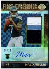 2022 Illusions First Impressions Auto Memorabilia Gold Patch MALIK WILLIS 103 25