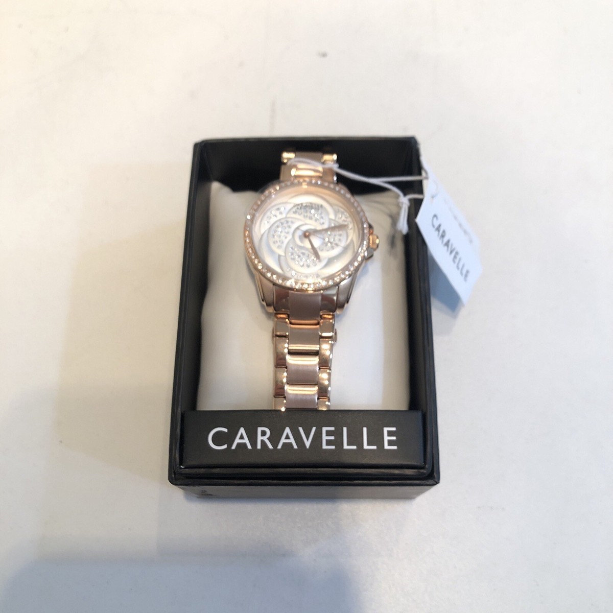 Caravelle New York Women\'s 44L233 Swarovski Crystal Rose Gold-Tone Watch Caravelle New York Women Rose Gold Case Wristwatches for  main image 3