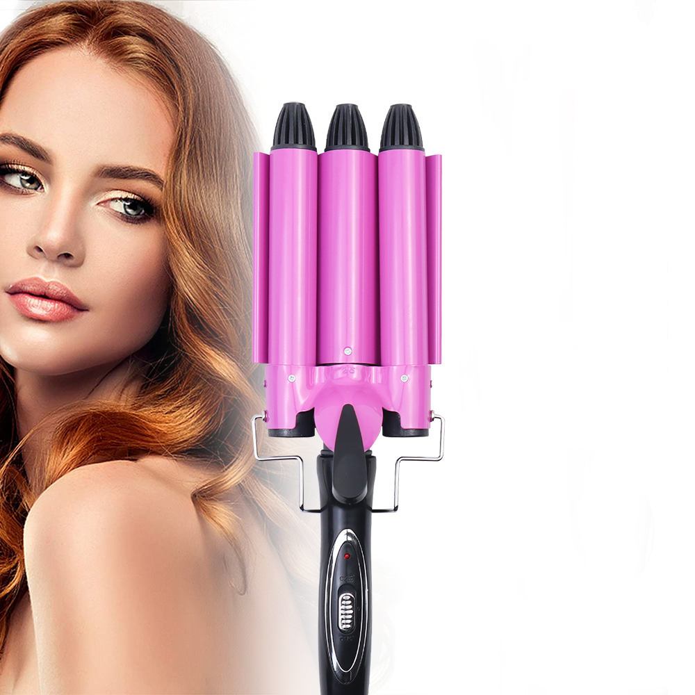 3 Barrel Ceramic Hair Waver Curler Mermaid Curling Wand Tongs Beach