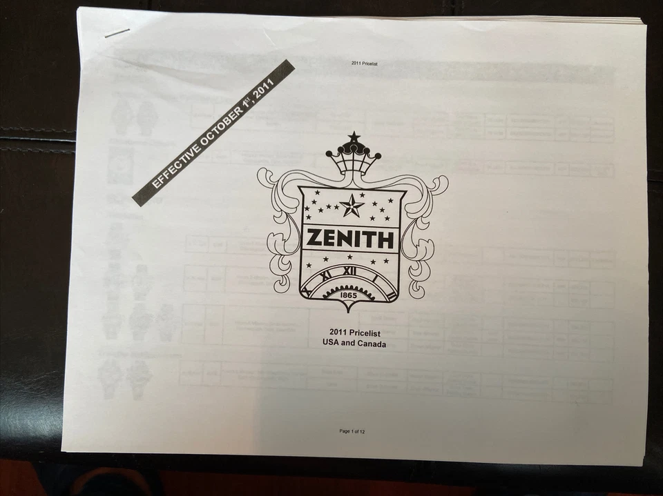 Reloj Zenith Manual Listas de Precios Guías 2011-2014 (Colección de 5 Listas de Precios) Foto 2 de 4