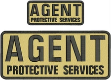 AGENT P S EMB PATCH  4x10 & 2X5  VELCR@ ON BACK  BLACK  BLACK ON TAN