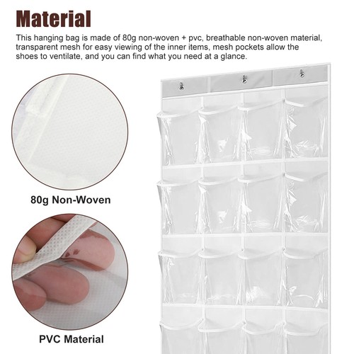 24 Grids Over Door Shoe Organizer Rack Hanging Storage Holder Bag Closet Hanger - Picture 3 of 8