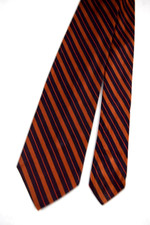 Neck Tie VTG Psychedelic 60s Orange Navy Orange Stripe Skinny Tie 53" x 2.5"
