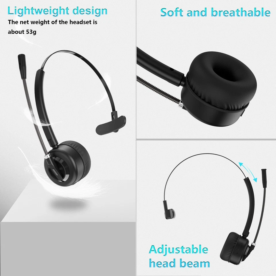 Wireless Noise Cancelling Monaural Headset for Desk Phone, Office Headphone - Image 2 of 4