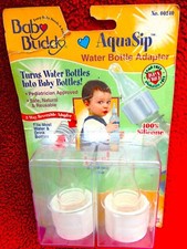 BABY BUDDY AQUA SIP WATER BOTTLE ADAPTER FOR BABY  2 COUNT  NEW IN PACKAGE