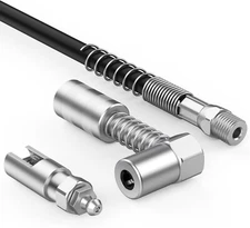Slotted Right Angle 90 Degree Grease Gun Coupler 1/8Inch NPT Threads w/ 12" Hose