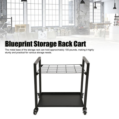 20 Slots Blueprint Storage Rack Roll File Holder Metal Blueprint Storage Cart - Picture 10 of 15