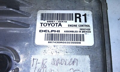 89661-0ZR10 ecm ecu computer 2017-2018 Toyota Corolla | eBay