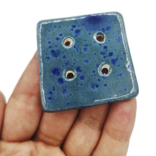 1Pc Large Sewing Button, Handmade Ceramic Speckled Blue Buttons For Coat, Blouse - Picture 7 of 10