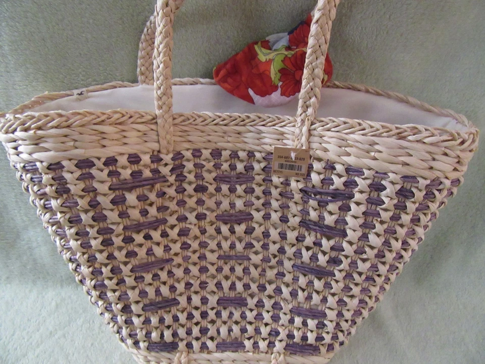 Hollister Natural/Ombre Azul Abierto Tejido Paja Bolso de Hombro BOLSO NUEVO CON ETIQUETAS Lindo Bolso de Mano!   Foto 2 de 4