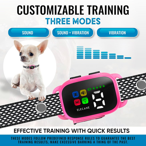 Tiny Bark Collar for Small Dogs 5-15 Lbs and Puppies - No Shock anti Barking Col - Picture 3 of 12