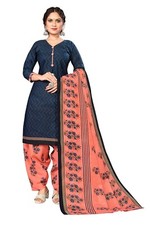 Women's Cotton Blend Printed Ready To Wear Patiala Salwar Suit