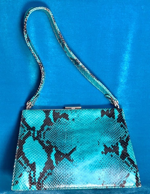 blue snakeskin purse