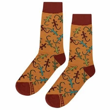 NWT Island Gecko Dress Socks Novelty Men 8-12 Orange Crazy Fun Sockfly