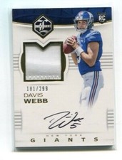 2017 Limited - DAVIS WEBB - Autograph Patch Rookie #d/299 - NEW YORK GIANTS