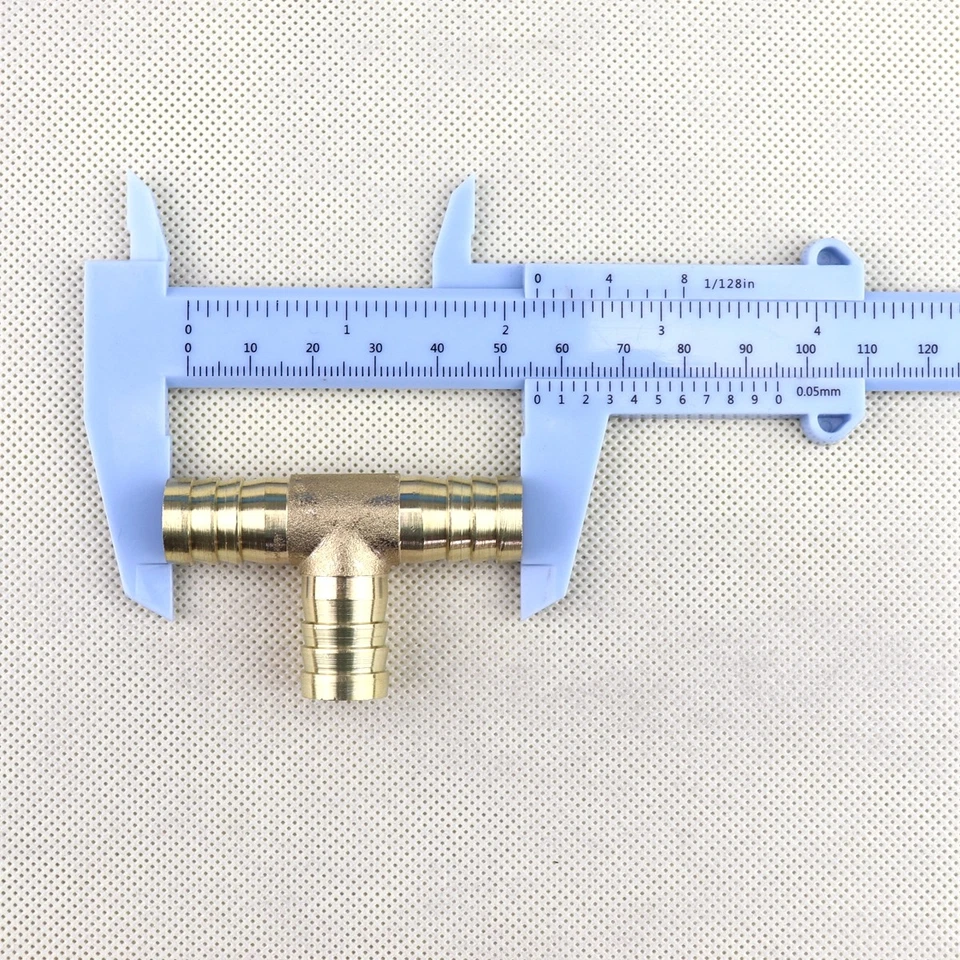 4 шт. 3-полосный латунный Т-образный фитинг соединитель шланга шланга воздушного топлива воды 9/16 дюйма (14 мм) - Изображение 3 из 4