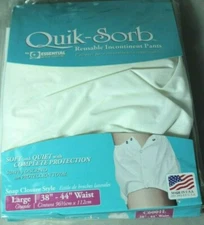 Reusable Incontinent Pants Quik-Sorb Snap Closure Large USA Made New In Package
