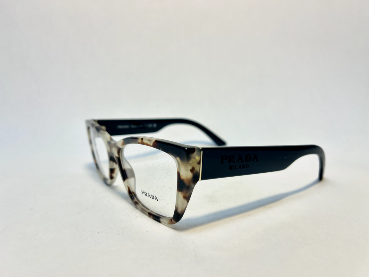 PRADA PR11YV Black Sand Havana Logo Square Eyeglasses