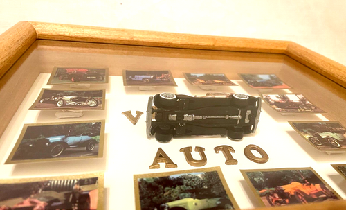 Vintage Auto Shadow Box Metal Car with Vintage Auto Photos Wall Hanging ...