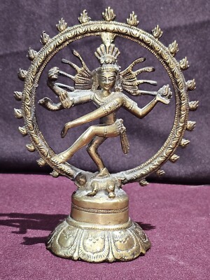 BRONZE-HINDU LORD GOD SHIVA DANCING IN FORM OF COSMIC DANCER NATRAJ 7.5  Patina