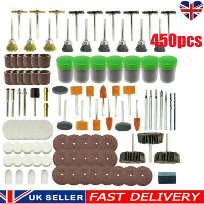QNGENET 450Pcs Dremel Rotary Tool Accessories Kit Grinding Polishing Shank Craft Bits UK