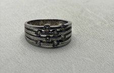 Vintage Sterling Silver CZ Cluster Ring Size 7, 925