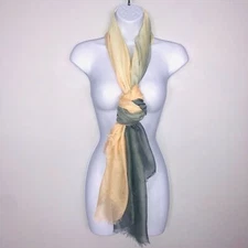 2 Chic Womens Scarf Oversized Peach Gray Striped Lightweight Multifunctional New