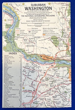 Vintage December 1964 National Geographic Society Suburban Washington Map