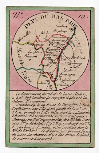 c.1819 Bas Rhin, Strasbourg, France, Antique Card Map by Bourrut-Le Meri, 1st Ed