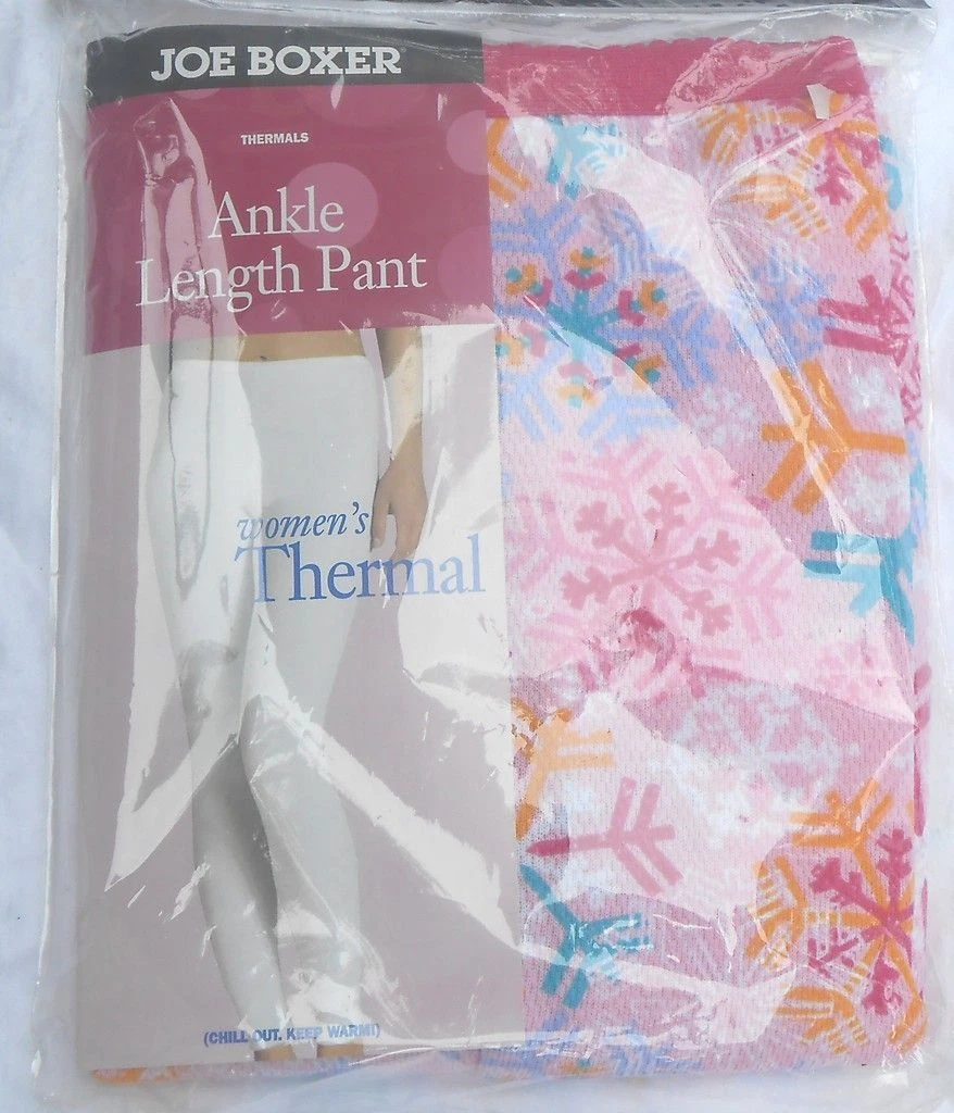 JOE BOXER WOMENS MEDIUM THERMAL UNDERWEAR PANTS BOTTOM PINK SNOWFLAKE