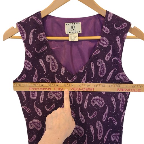 Vintage 90s ICE Silk Bias Knielang Dress Purple Paisley Boho Fairy Y2K Whimsigoth - Bild 3 von 6