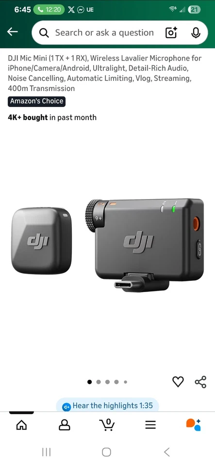 Micrófono DJI Mini (1 TX + 1 RX), micrófono de solapa inalámbrico para... Foto 3 de 3