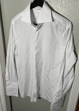 SUITSUPPLY Tailored Fit White Dress Shirt Mens Sz 17 Egyptian Cotton French Cuff