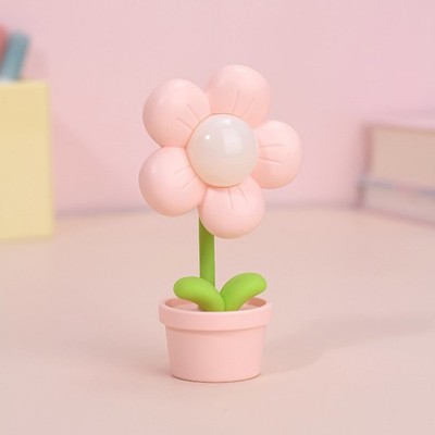 Mini Desk Night Light Cute Flower Pot Shape Decorative Portable LED Desk Lam SET