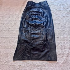 Vintage 100 Leather Pencil Skirt 25 Waist Classic Black grunge academia