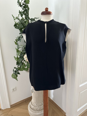 100% ORIGINAL DEREK LAM NEW YORK BLUSE ÄRMELLOS SCHWARZ WEIT Gr. IT 42 S-M